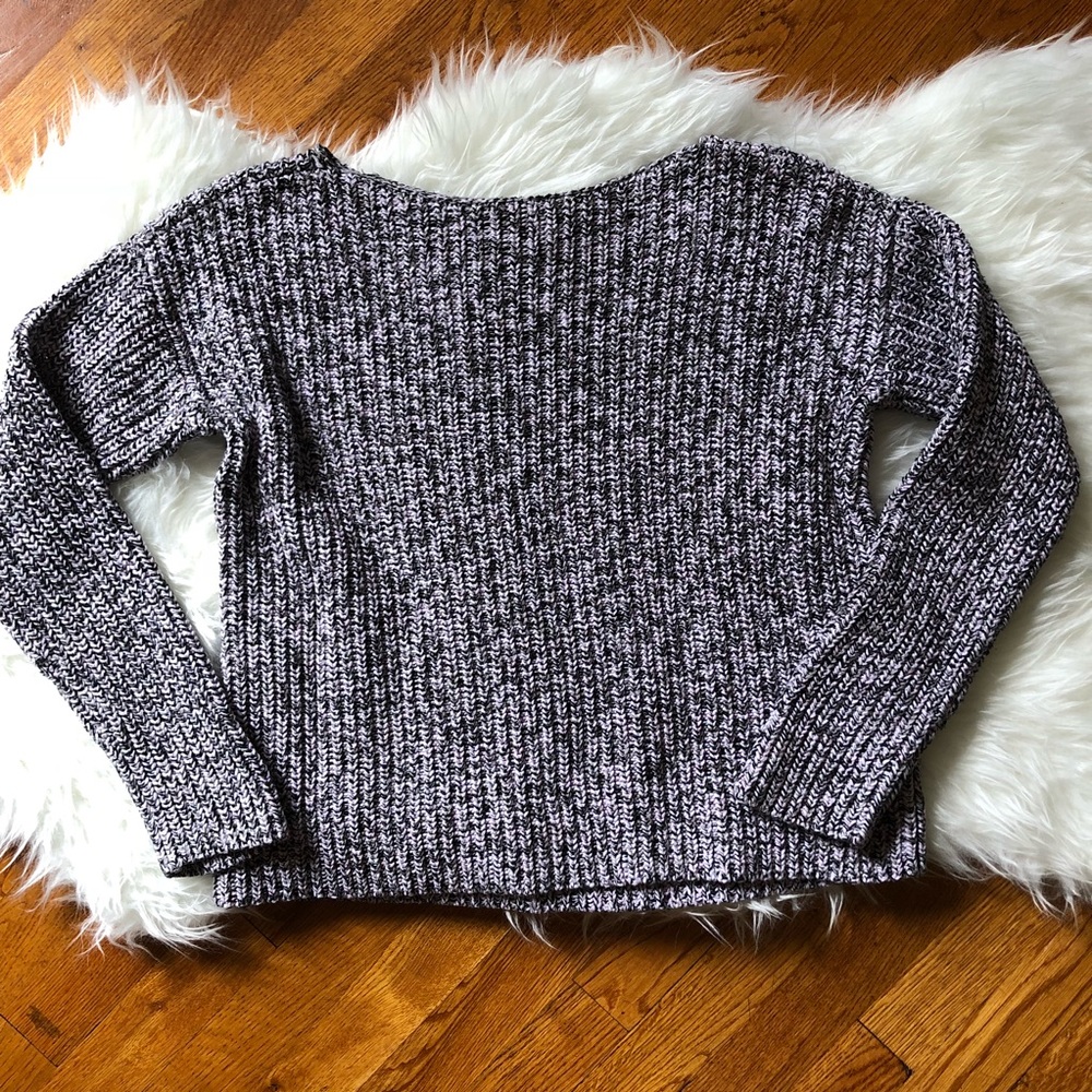 Pink & Black Cropped Knit Long Sleeve Sweater, SP - Picture 2 of 4
